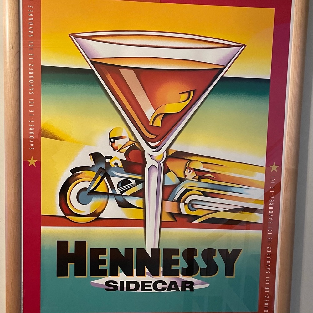 Hennessy Sidecar Vintage 1998 advertising poster,36x48